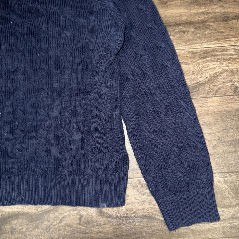Polo Ralph Lauren Cable-Knit Pullover Crewneck Sweater Men's XL Navy Blue Pony